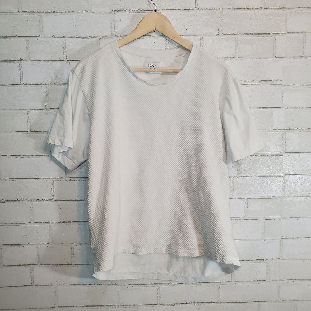 Denim & flower short sleeve tee